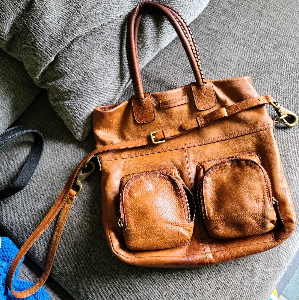 Frye Foldover Crossbody Brown Leather Bag